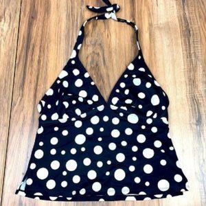 Jantzen Black polka dot halter style tankini. 12